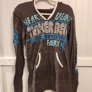 Disneyland Resort Tinker Bell Gray Hooded Cotton Top Size Large